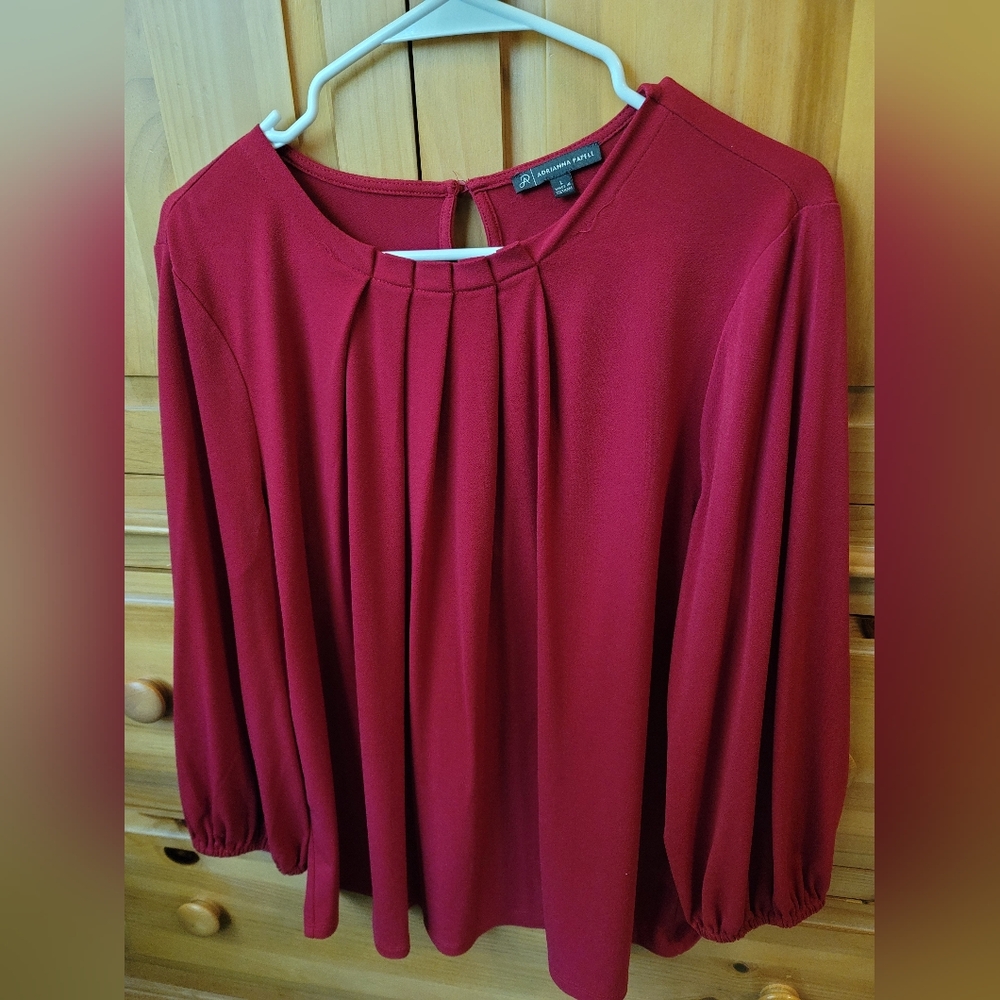 Red Pleated Blouse